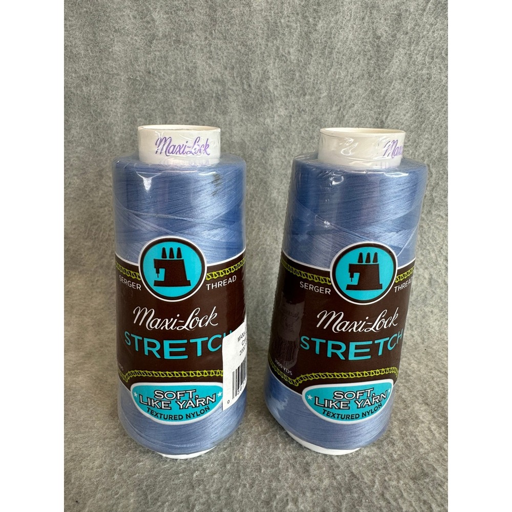 2 Maxi-Lock Stretch Serger Thread Chicory Blue 6163 Textured Nylon 2000 Yds Each